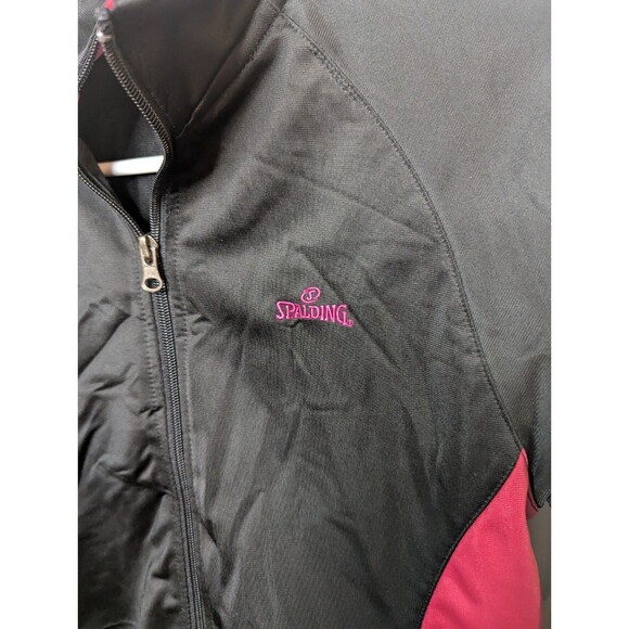 SPALDING Girls Size 14/16 L Black/Pink Full Zip Athletic, Leisure Warm-Up Jacket - Picture 2 of 5